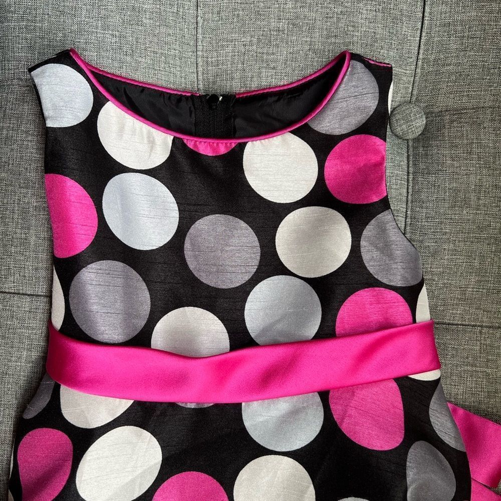 Iris & Ivy Black with Pink Polka Dots Dress Size 3T - Picture 3 of 5